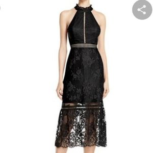 ABS Allen Schwartz Black Lace Halter Dress